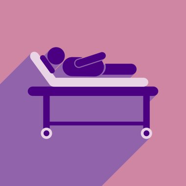 Uzun gölge hasta hastane yatağında ile modern düz simgesi