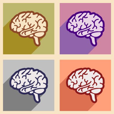 Derleme insan beyninin düz tarzı simgeleri