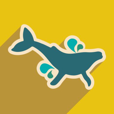 uzun gölge balina çeşme ile düz simgesi