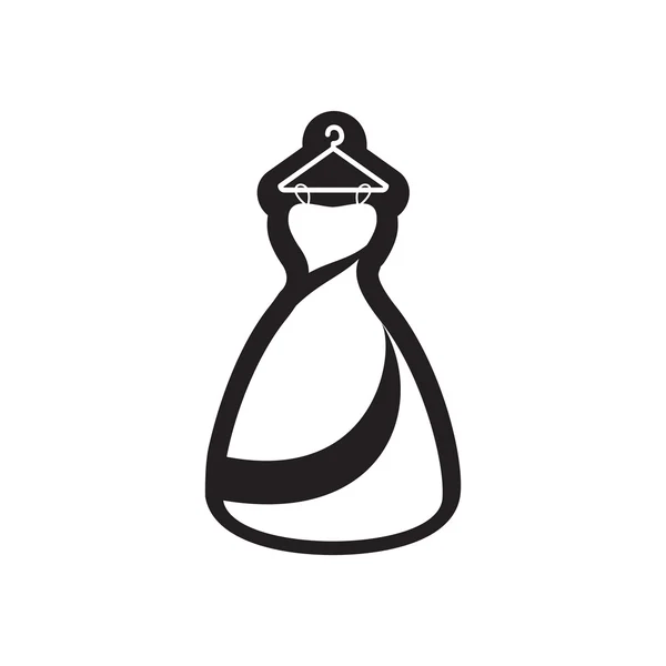 Ploché ikony ve stylu černé a bílé svatební šaty — Stockový vektor
