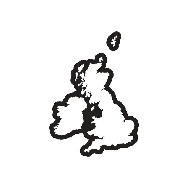 Stylowe ikony czarno-białe mapy z Wielkiej Brytanii — Wektor stockowy