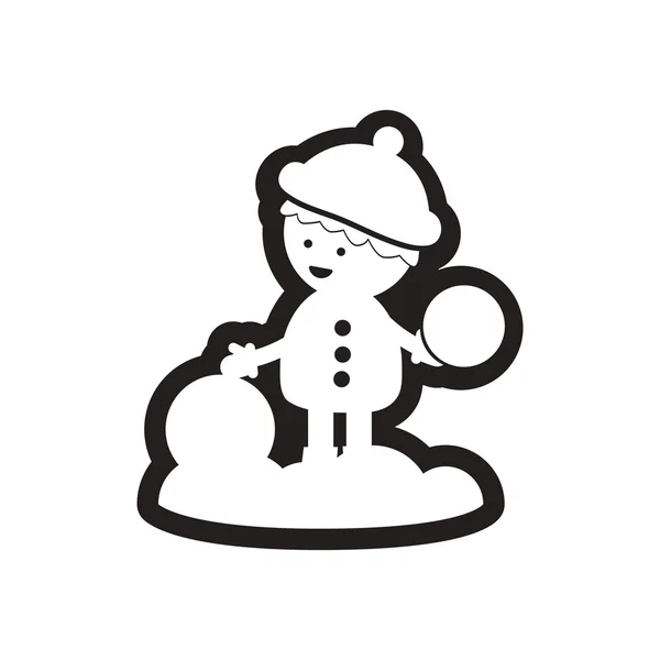 Icône plate en noir et blanc garçon neige — Image vectorielle