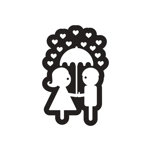 Icono plano en blanco y negro par de amantes — Vector de stock