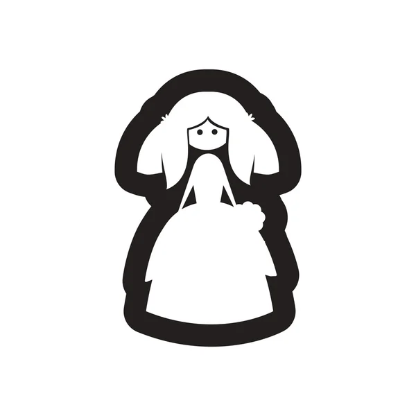Плоская икона в черно-белой невесте — стоковый вектор