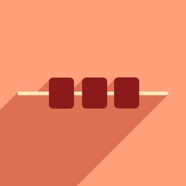 Uzun gölge et şiş ile düz simgesi