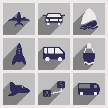 Uzun gölge taşıma ile düz simgeler kümesi