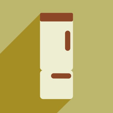 Uzun gölge mutfak buzdolabı ile düz simgesi