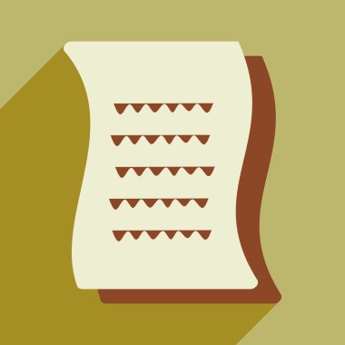 Uzun gölge iş kağıt ile düz simgesi