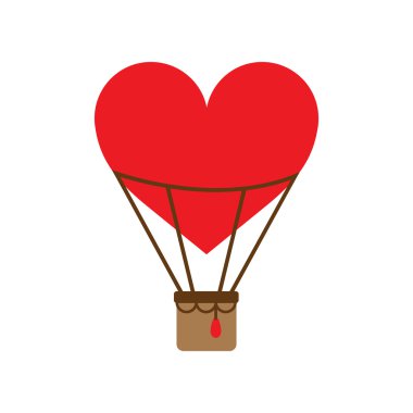 Beyaz arka plan hava balon kalp düz web simgesi