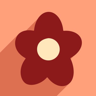 Uzun gölge bitki çiçek ile düz simgesi