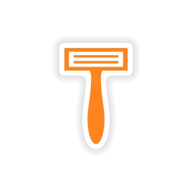 simgesi etiket gerçekçi tasarım üzerinde kağıt tıraş makinesi