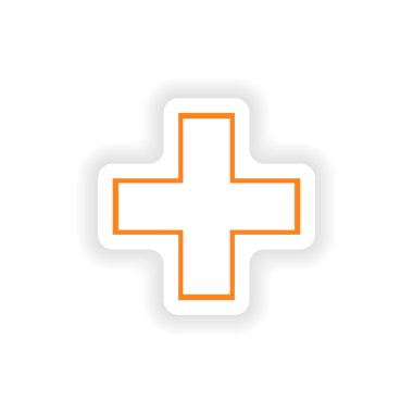 Kağıt tıbbi çarmıhta simgesi etiket gerçekçi tasarım