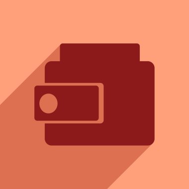 Uzun gölge Mens çanta ile düz simgesi