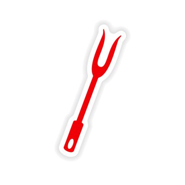 Kağıt çatal simgesi etiket gerçekçi tasarım