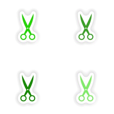 derleme gerçekçi etiket tasarım üzerinde kağıt makas