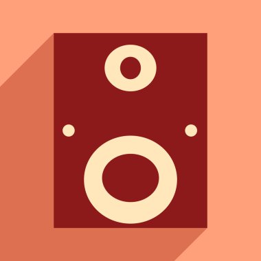 Uzun gölge müzik hoparlör ile düz simgesi