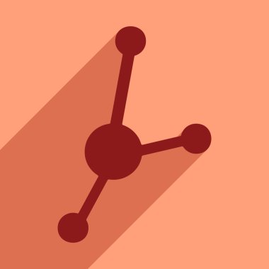 Uzun gölge atom molekül ile düz simgesi