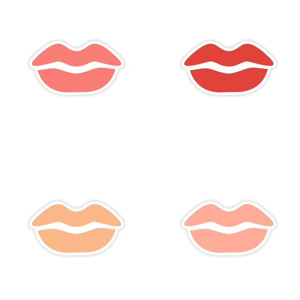 Збірка реалістичний дизайн наклейки на папері поцілунок — стоковий вектор