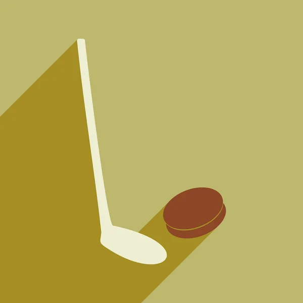 Icono plano con palillo de sombra largo y disco — Vector de stock