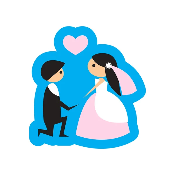 Flache Web-Symbol auf weißem Hintergrund Braut und Bräutigam — Stockvektor