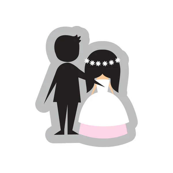 Platte web pictogram op witte achtergrond bruid en bruidegom — Stockvector