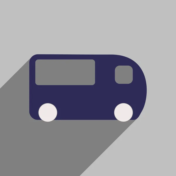 긴 그림자 버스와 플랫 스타일 아이콘 — 스톡 벡터