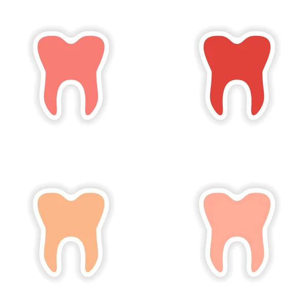 Montage realistische Aufkleber Design auf Papier Logo Zähne — Stockvektor