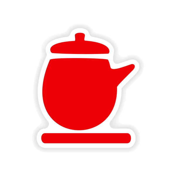 Ikona designu realistyczne naklejki na papierze czajnik — Wektor stockowy