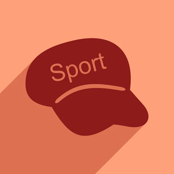 Ploché ikony s dlouhý stín sportovní čepice — Stockový vektor