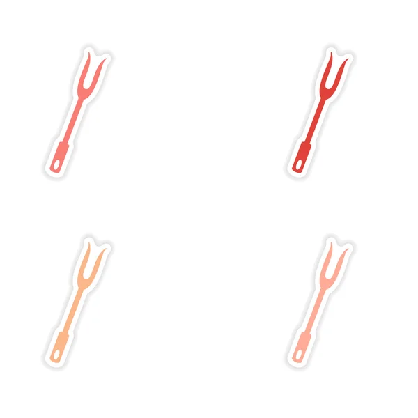 Vergadering realistische sticker ontwerp op papier vork pictogram — Stockvector