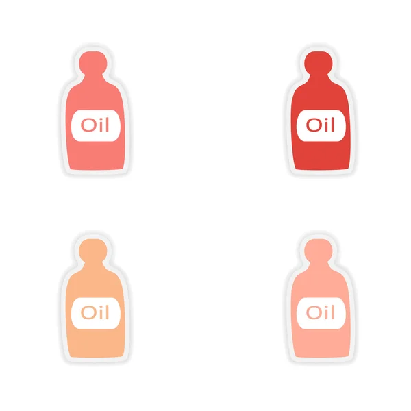 Kağıt petrol şişe üzerinde derleme gerçekçi etiket tasarımı本文油瓶子上装配现实贴纸设计 — 图库矢量图片
