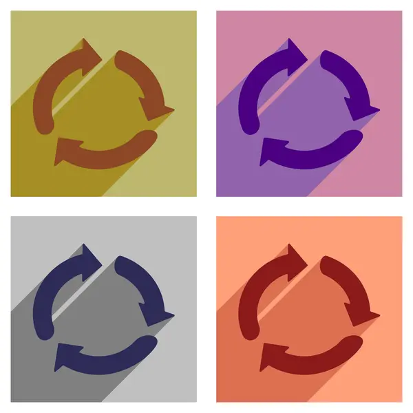 Ensemble d'icônes plates avec signe de flèche d'ombre longue — Image vectorielle