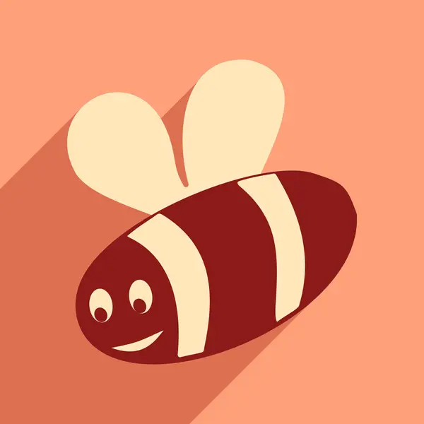 Flaches Symbol mit langen Schatten Insekt Biene — Stockvektor