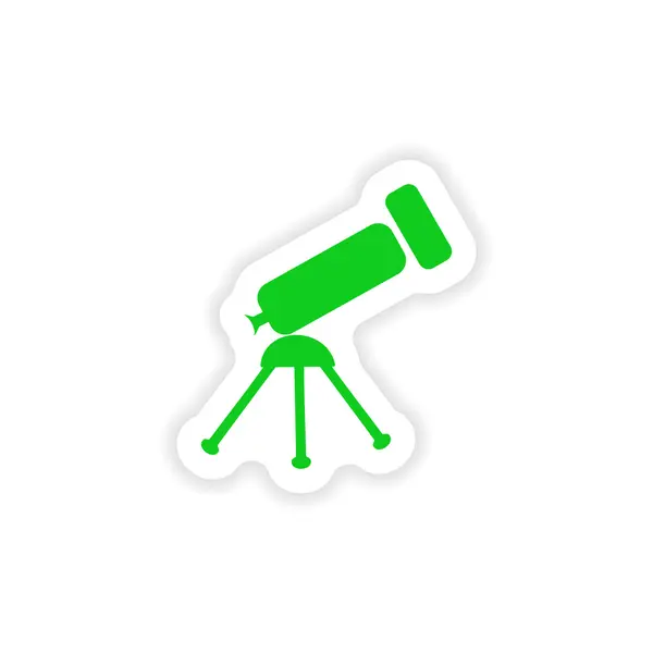 Ikona naklejki realistyczne projekt na papierze teleskop — Wektor stockowy