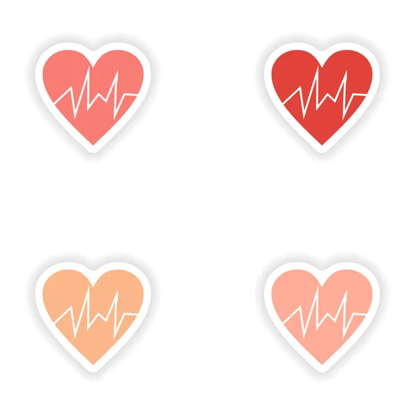 Assembly realistic sticker design on paper logo cardiology — Stock Vector