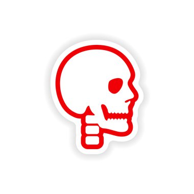 Beyaz arka plan insan kafatası üzerinde kağıt etiket