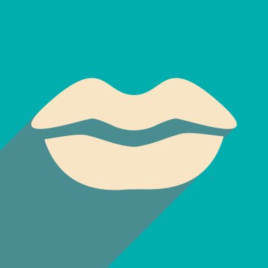 Düz gölge simgesi ve mobil uygulama dudakları ile