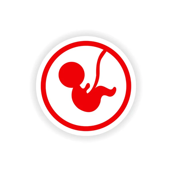 Paper sticker on white background child in womb — Stock Vector