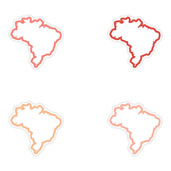 Set de pegatinas Mapa brasileño sobre fondo blanco — Vector de stock