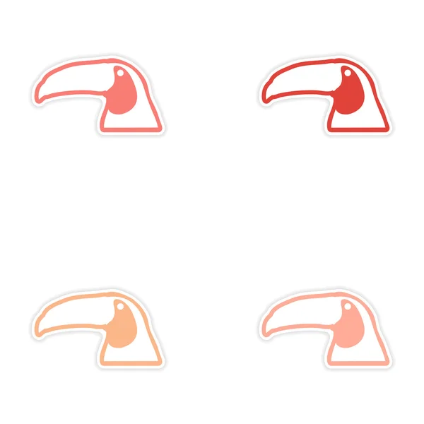 Set of stickers Brazilian toucan on white background