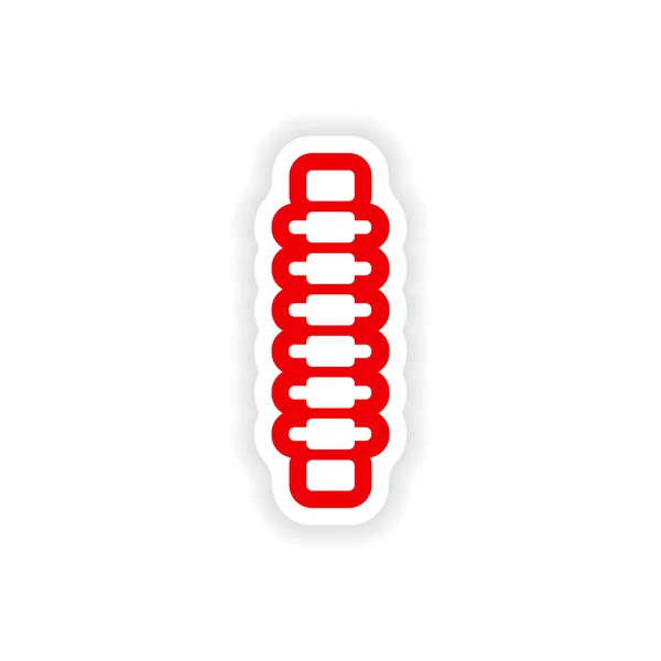 Paper sticker on white background human spine — Stock Illustration Paper sticker on white background human spine Vector Graphics