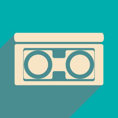 Düz gölge simgesi ve mobil uygulama video kaset ile