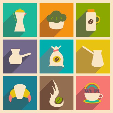 düz gölge kavramı ve mobil uygulama kahve ile