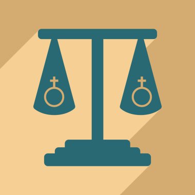 Düz gölge simgesi ve mobil uygulama cinsel eşitlik ile