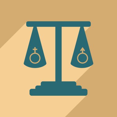 Düz gölge simgesi ve mobil uygulama cinsel eşitlik ile