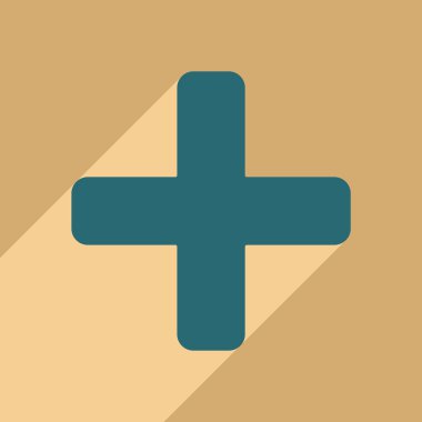 Düz gölge simgesi ve mobil uygulama artı ile