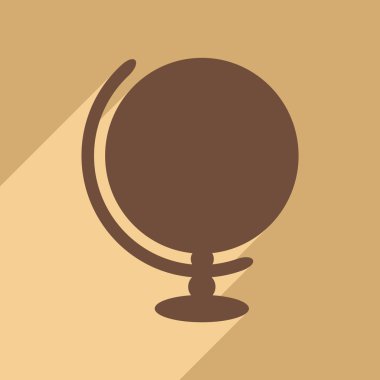 Düz gölge simgesi ve mobil uygulama küre ile