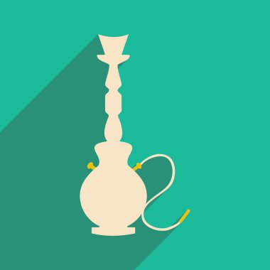 Düz gölge simgesi ve mobil uygulama nargile shisha ile