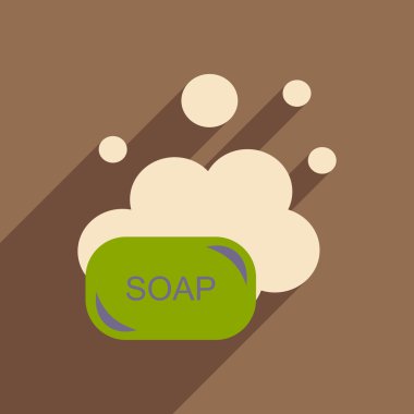 Düz gölge simgesi ve mobil uygulama sabun ile