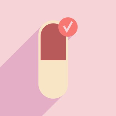 Düz gölge simgesi ve mobil uygulama İlaç sanayii ile